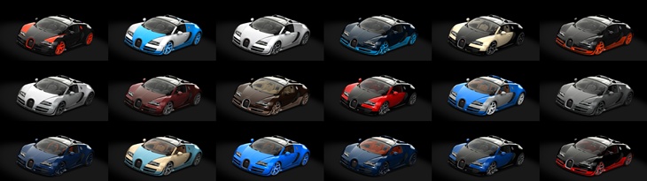 Assetto Corsa Bugatti Veyron 16.4 Grand Sport Vitesse 12 Color Variants 03