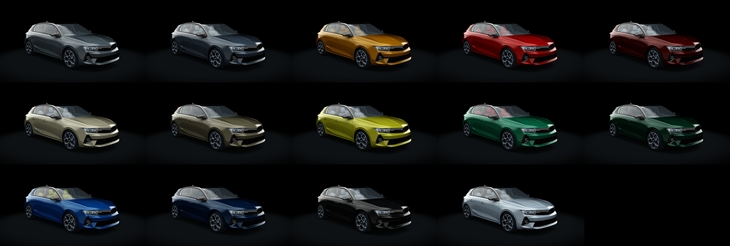 Assetto Corsa Opel Astra Turbo Hybrid Color Variants 02