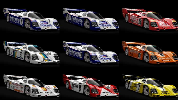 Assetto Corsa Porsche 962 C Color Variants