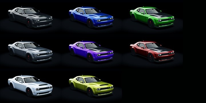 Assetto Corsa Dodge Challenger SRT Demon Color Variants