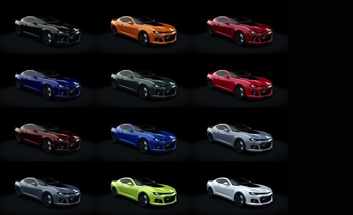 Assetto Corsa Chevrolet Camaro ZL1 2019 Color Variants