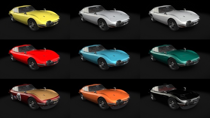 Assetto Corsa Toyota 2000GT 1968 Color Variants