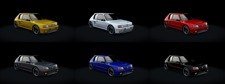 Assetto Corsa Peugeot 205 Turbo 16 Color Variants
