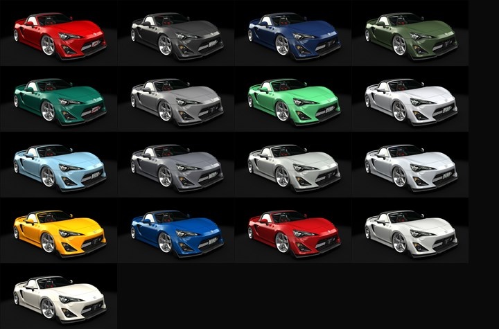 Assetto Corsa Toyota MR-S Spyder (MR-86) Color Variants