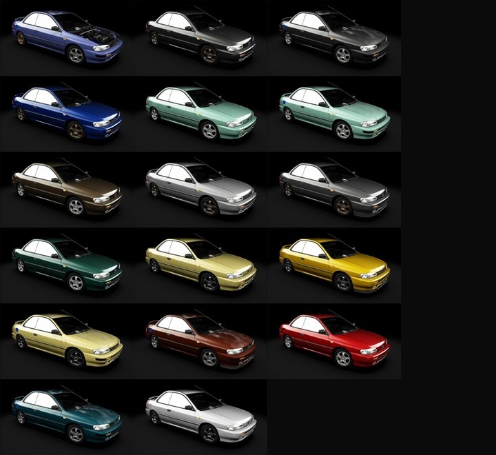 Assetto Corsa Subaru Impreza GC8 Color Variants