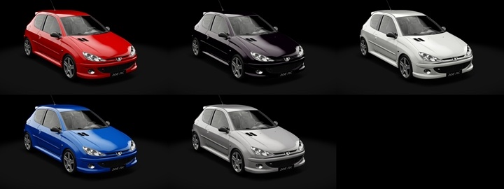 Assetto Corsa Peugeot 206 RC 2004 Color Variants