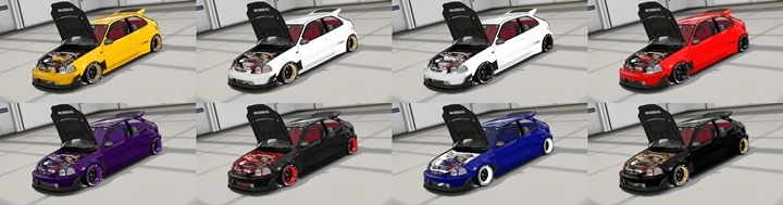 Assetto Corsa Honda EU3 Civic EK Color Variants
