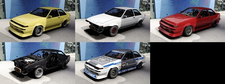 Assetto Corsa BDB Toyota AE86 Coupe Color Variants