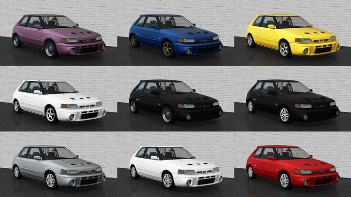 Assetto Corsa Mazda 323 GTR Color Variants