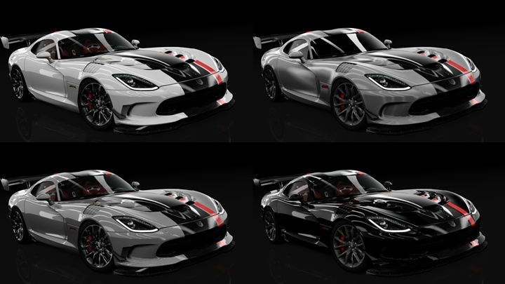 Assetto Corsa Dodge Viper ACR Color Variants