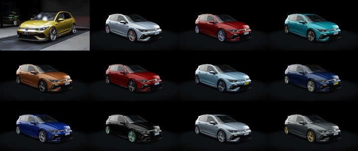 Assetto Corsa Volkswagen Golf R MK8 - Pops & Bangs Tuned Color Variants