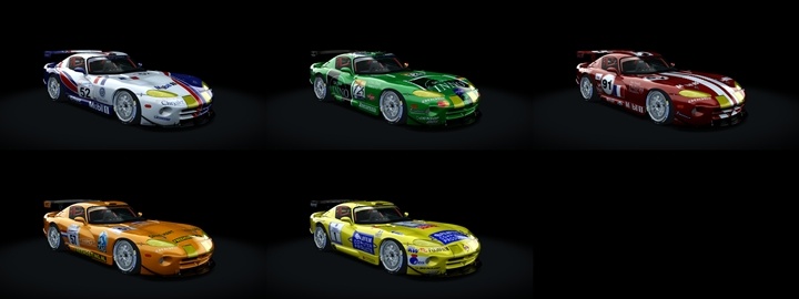 Assetto Corsa Dodge Viper GTS-R Color Variants