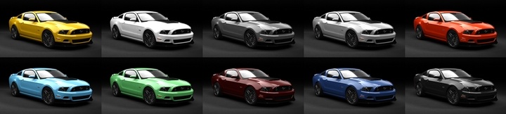 Assetto Corsa Ford Mustang S197 Stock Color Variants