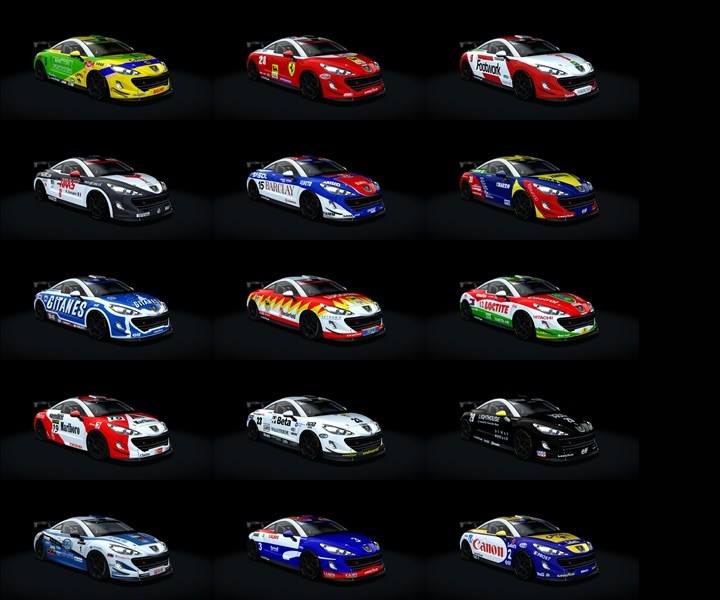 Assetto Corsa Peugeot 308 RCZ GT4 Color Variants