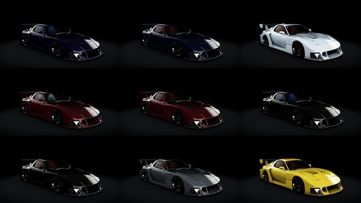 Assetto Corsa Mazda RX7 LB Silhouette Color Variants